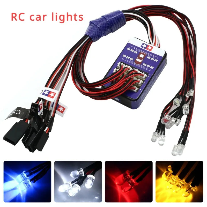 Simulation Flash Light 12 LED Lighting Kit Steering Brake for 1/10