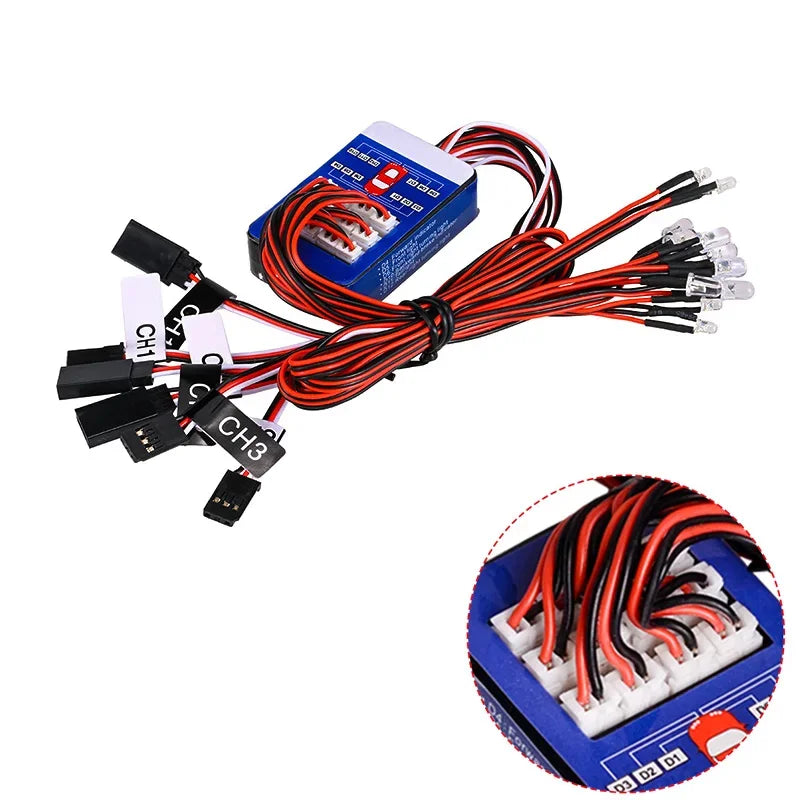 Simulation Flash Light 12 LED Lighting Kit Steering Brake for 1/10